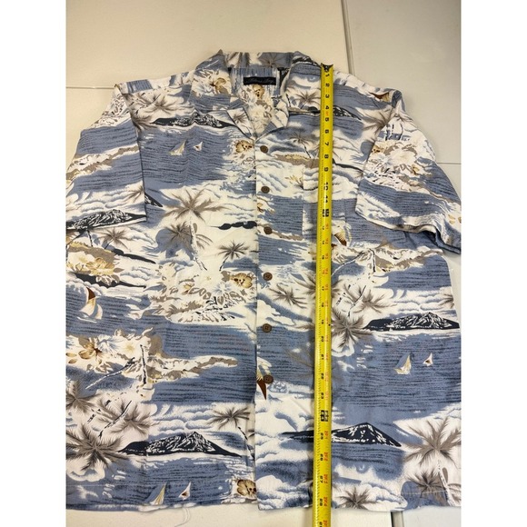 Milano Bay Mens XL Hawaiian Shirt Palm Tree Island Print Blue Casual Button Up - Picture 4 of 9